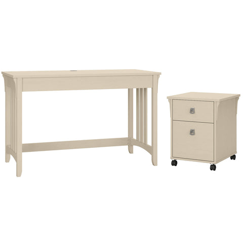 48W Writing Desk with 2 Drawer Mobile File Cabinet