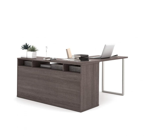 60W L-Shaped Desk with Lateral File Cabinet and Bookcase