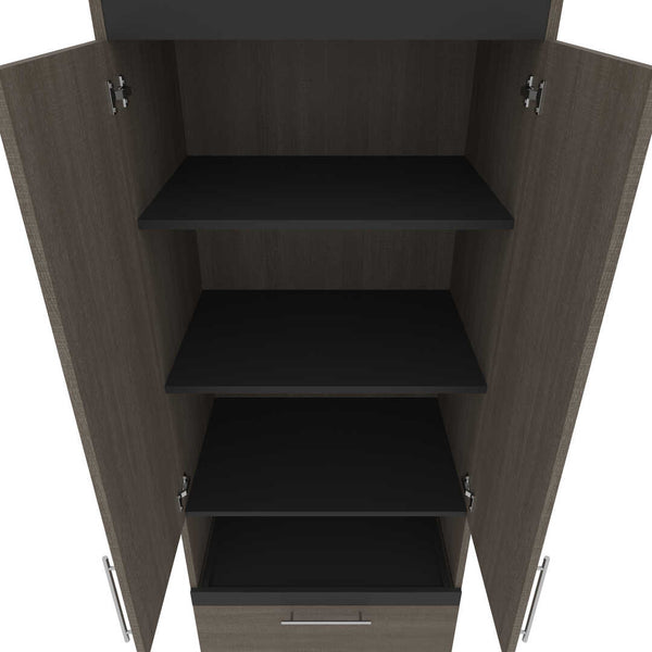 Queen Murphy Bed with Storage Cabinets and Pull-Out Shelves (126W)