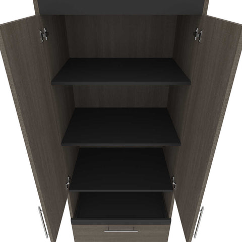 Queen Murphy Bed with Storage Cabinets and Pull-Out Shelves (126W)