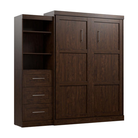 Queen Murphy Bed and Shelving Unit with Drawers (90W)