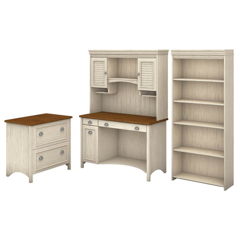 Computer Desk with Hutch, Bookcase and Lateral File Cabinet