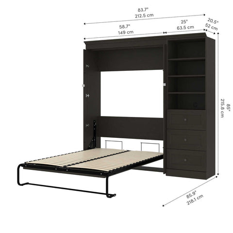 Full Murphy Bed with Shelves and Drawers (89W)