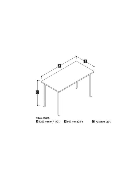 48W Table Desk with Square Metal Legs