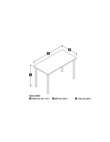 48W Table Desk with Square Metal Legs