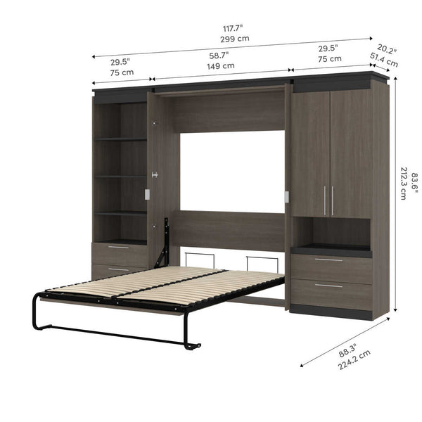 Full Murphy Bed and Multifunctional Storage with Drawers (119W)