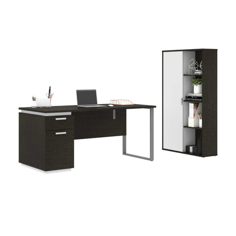 66W Desk with Single Pedestal and Storage Cabinet