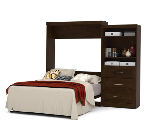 Queen Murphy Bed and Shelving Unit with Drawers (101W)