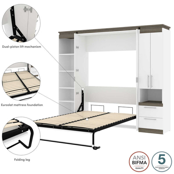 Full Murphy Bed with Storage Cabinet and Shelves (100W)