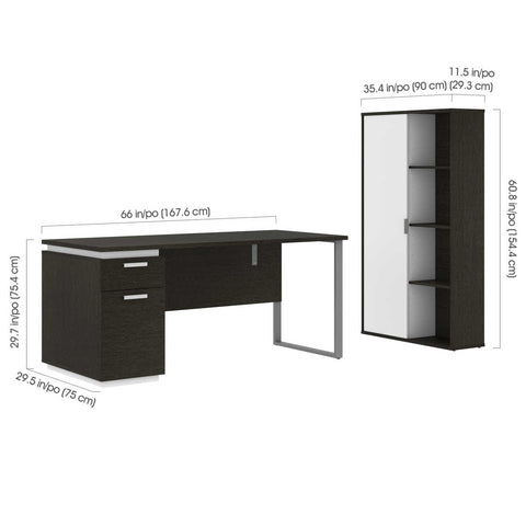 66W Desk with Single Pedestal and Storage Cabinet