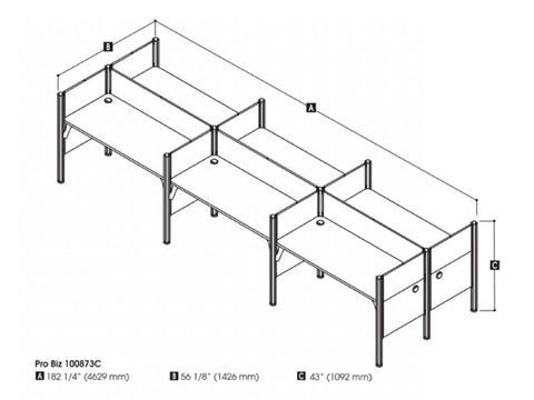 6-Person Office Cubicles with Low Privacy Panels