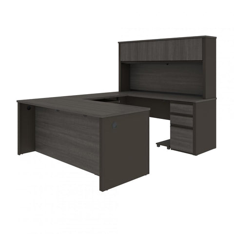 72W U-Shaped Executive Desk with 2 Pedestals and Hutch