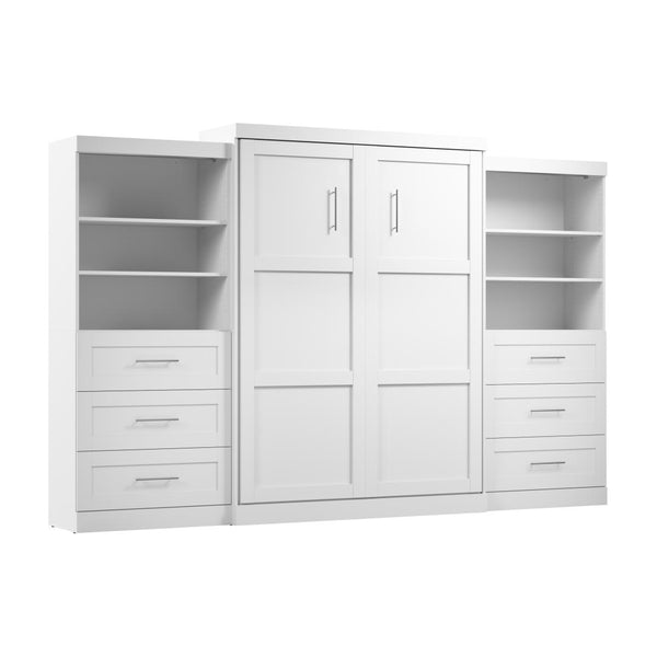 Queen Murphy Bed and 2 Shelving Units with Drawers (136W)