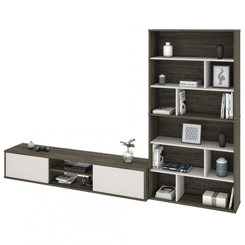 TV Stand with 2 Asymmetrical Shelving Units