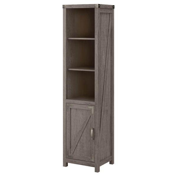 Tall Narrow 5 Shelf Bookcase with Door