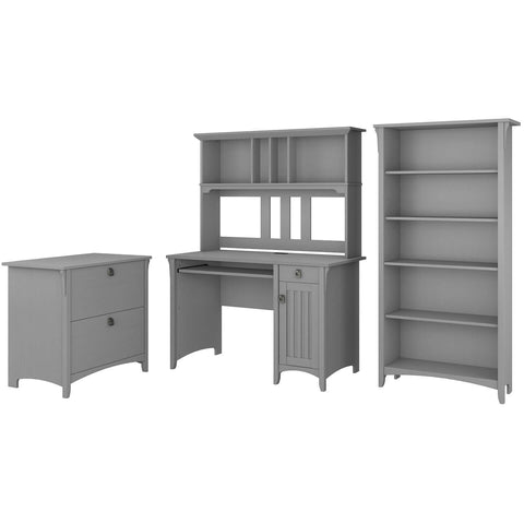 Mission Desk with Hutch, Lateral File Cabinet and 5 Shelf Bookcase