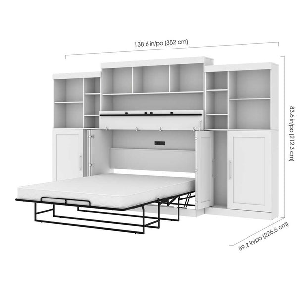 Queen Cabinet Bed with Mattress, two 36″ Storage Units, and 3 Hutches