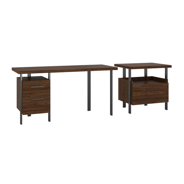 60W Writing Desk with Lateral File Cabinet