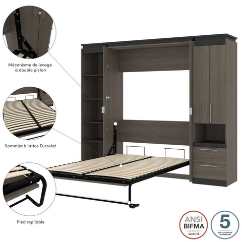 Full Murphy Bed with Storage Cabinet and Shelves (100W)