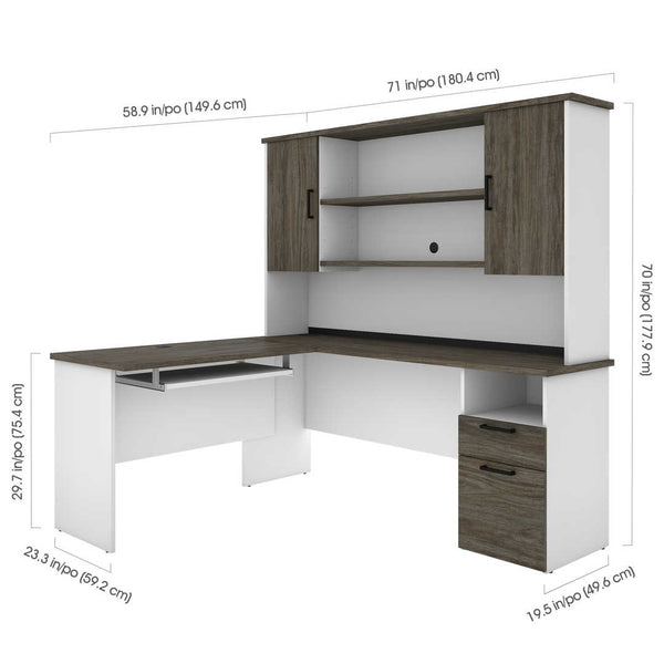 L-Shaped Desk with Hutch