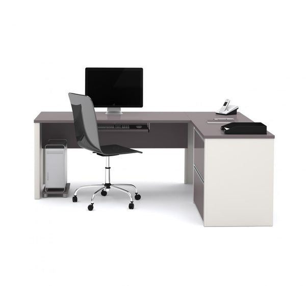 72W L-Shaped Desk with Lateral File Cabinet