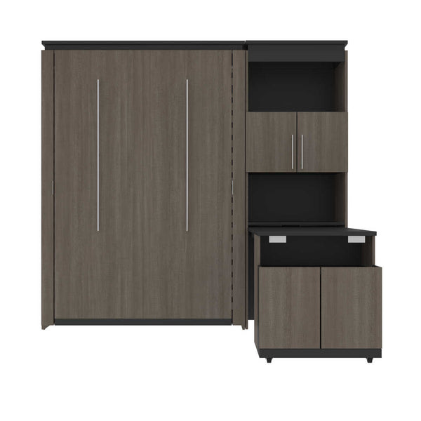 Full Murphy Bed with Storage Cabinet and Fold-Out Desk (91W)