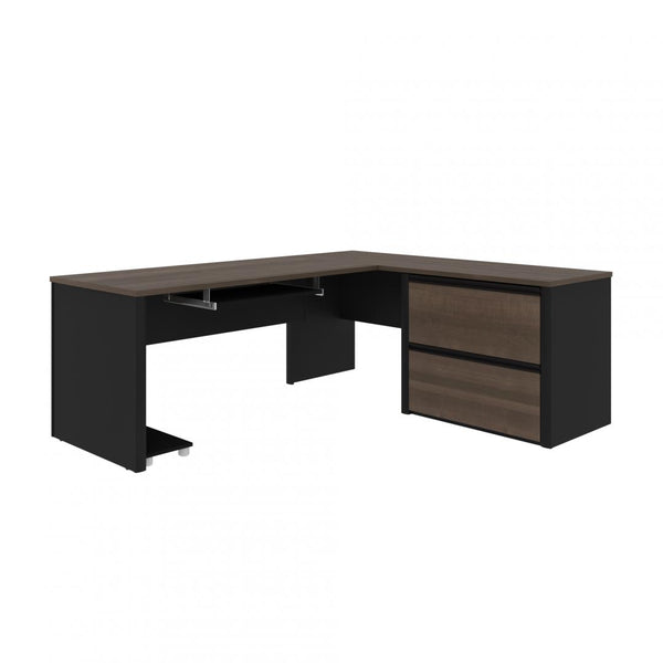 72W L-Shaped Desk with Lateral File Cabinet