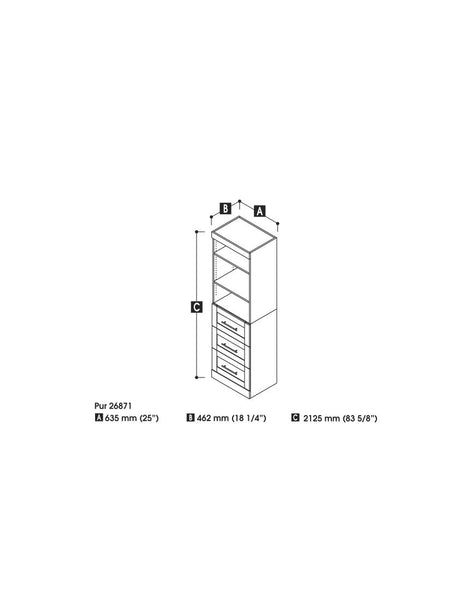 25W Closet Organizer with Drawers