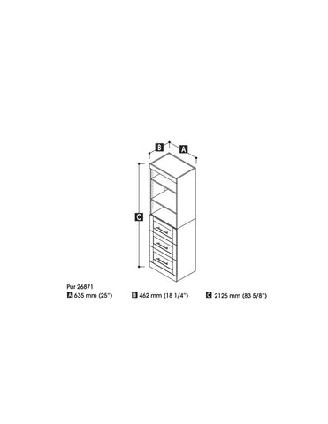 25W Closet Organizer with Drawers