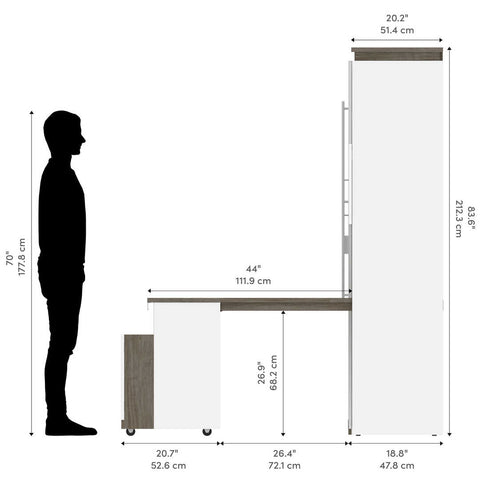 Full Murphy Bed with Shelves and Storage Cabinet with Fold-Out Desk (120W)