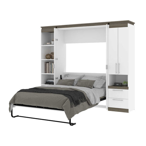 Full Murphy Bed with Storage Cabinet and Shelves (100W)