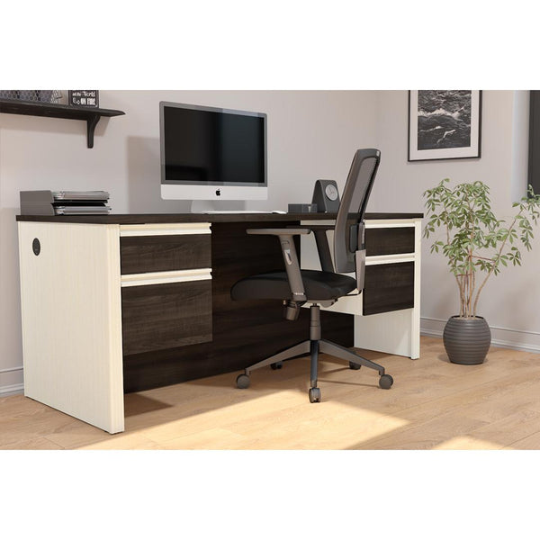 Executive desk with dual half pedestals