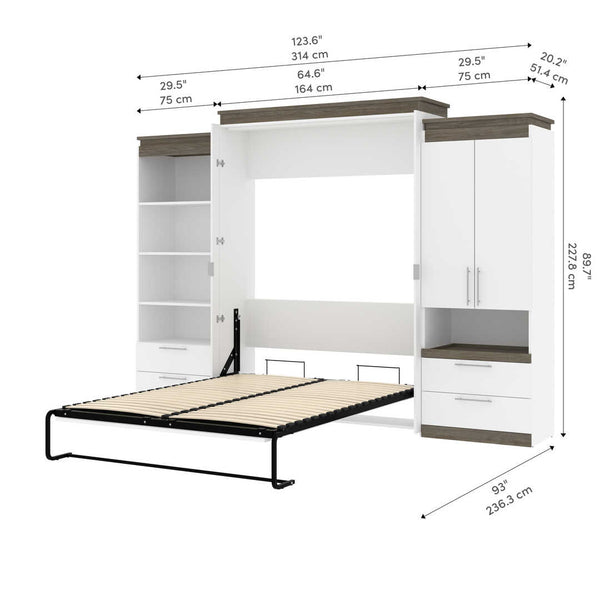 Queen Murphy Bed and Multifunctional Storage with Drawers (125W)