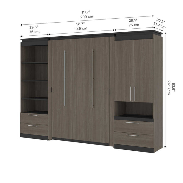 Full Murphy Bed and Multifunctional Storage with Drawers (119W)