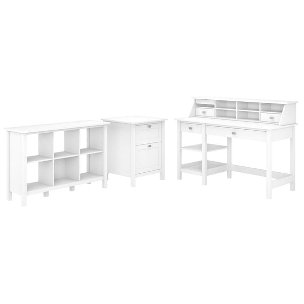 Computer Desk with Open Storage, Organizer, Bookcase and File Cabinet