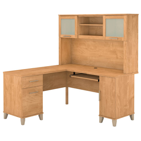 60W L Shaped Desk with Hutch