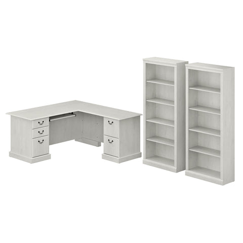 L Shaped Computer Desk and Bookcase Set