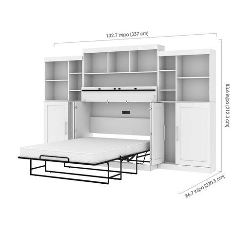 Full Cabinet Bed with Mattress, two 36″ Storage Units, and 3 Hutches