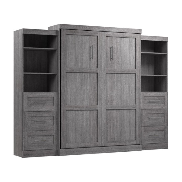 Queen Murphy Bed and 2 Shelving Units with Drawers (115W)