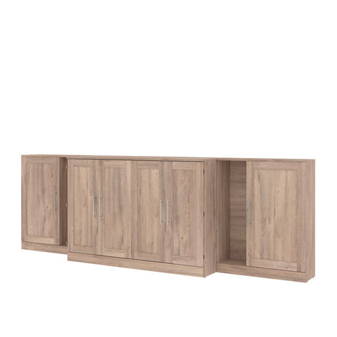 Queen Cabinet Bed with Mattress and Storage Cabinets (139W)