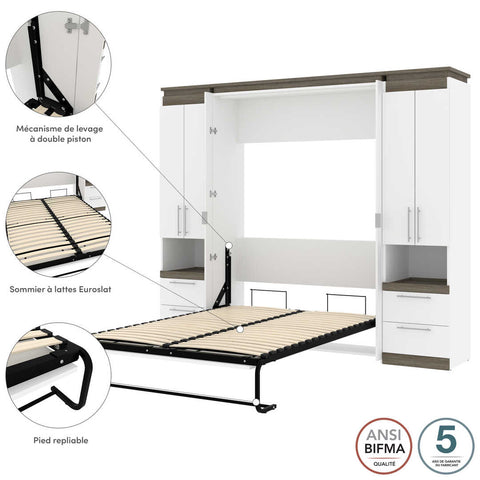 Full Murphy Bed with Storage Cabinets and Pull-Out Shelves (100W)