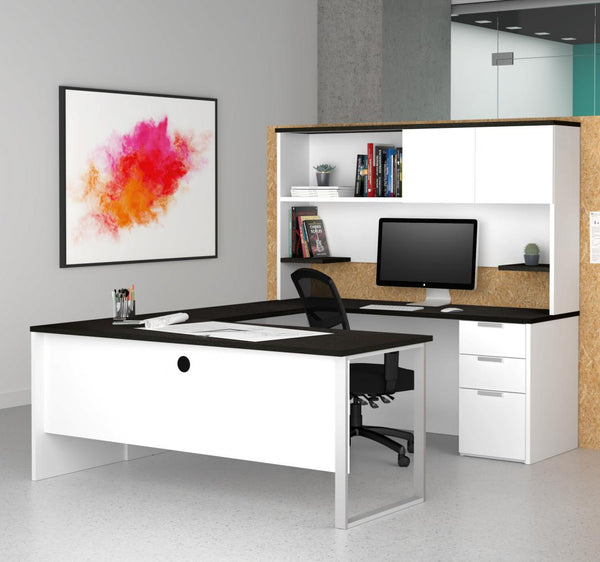 72W U-Shaped Executive Desk with Pedestal and Hutch