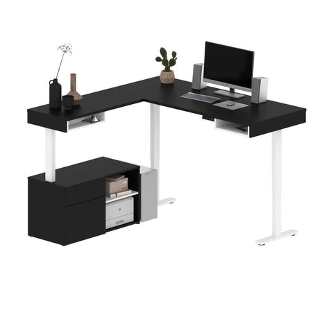 72W L-Shaped Standing Desk with Credenza