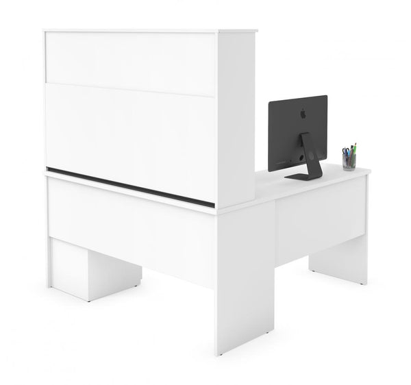 60W L-Shaped Desk with Hutch