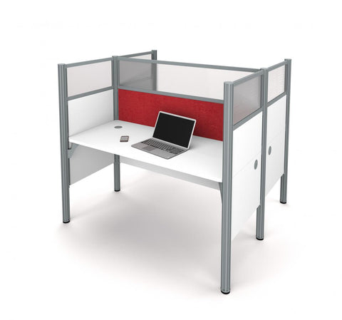 63W Office Cubicles with Red Tack Boards and High Privacy Panels