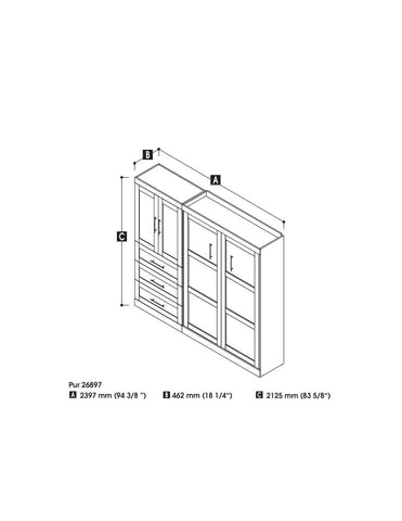 Full Murphy Bed and Storage Cabinet with Drawers (95W)