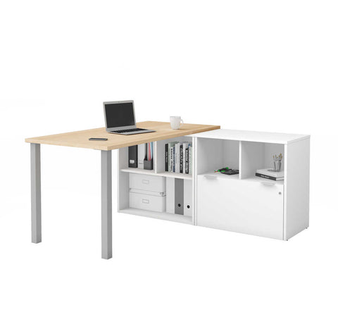 61W L-Shaped Desk with Metal Legs