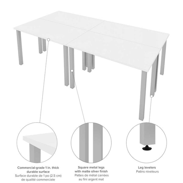 Four 48W x 24D Table Desks with Square Metal Legs