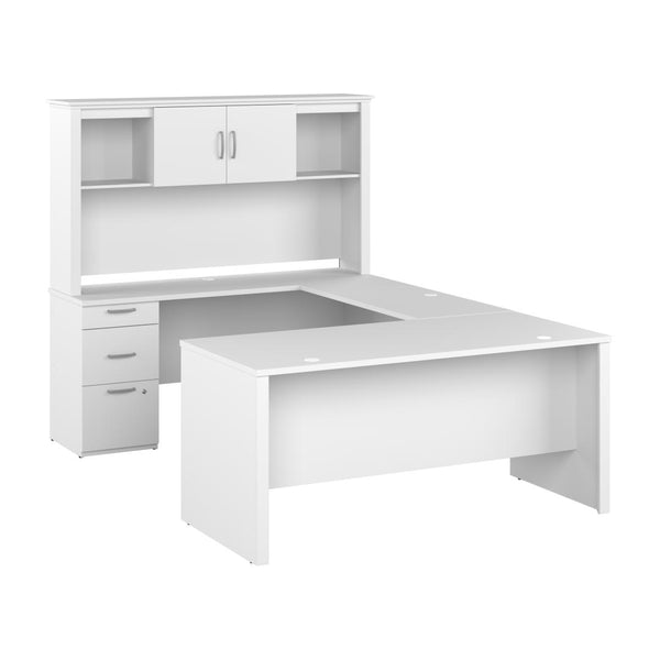 65W U Shaped Desk with Hutch