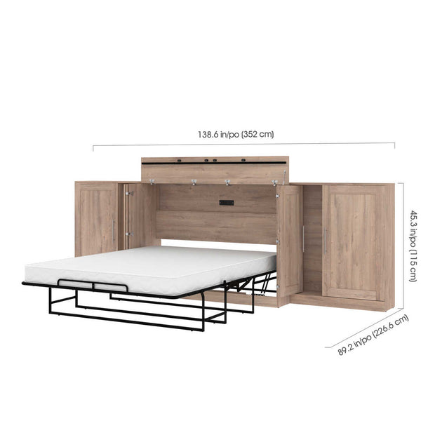 Queen Cabinet Bed with Mattress and Storage Cabinets (139W)